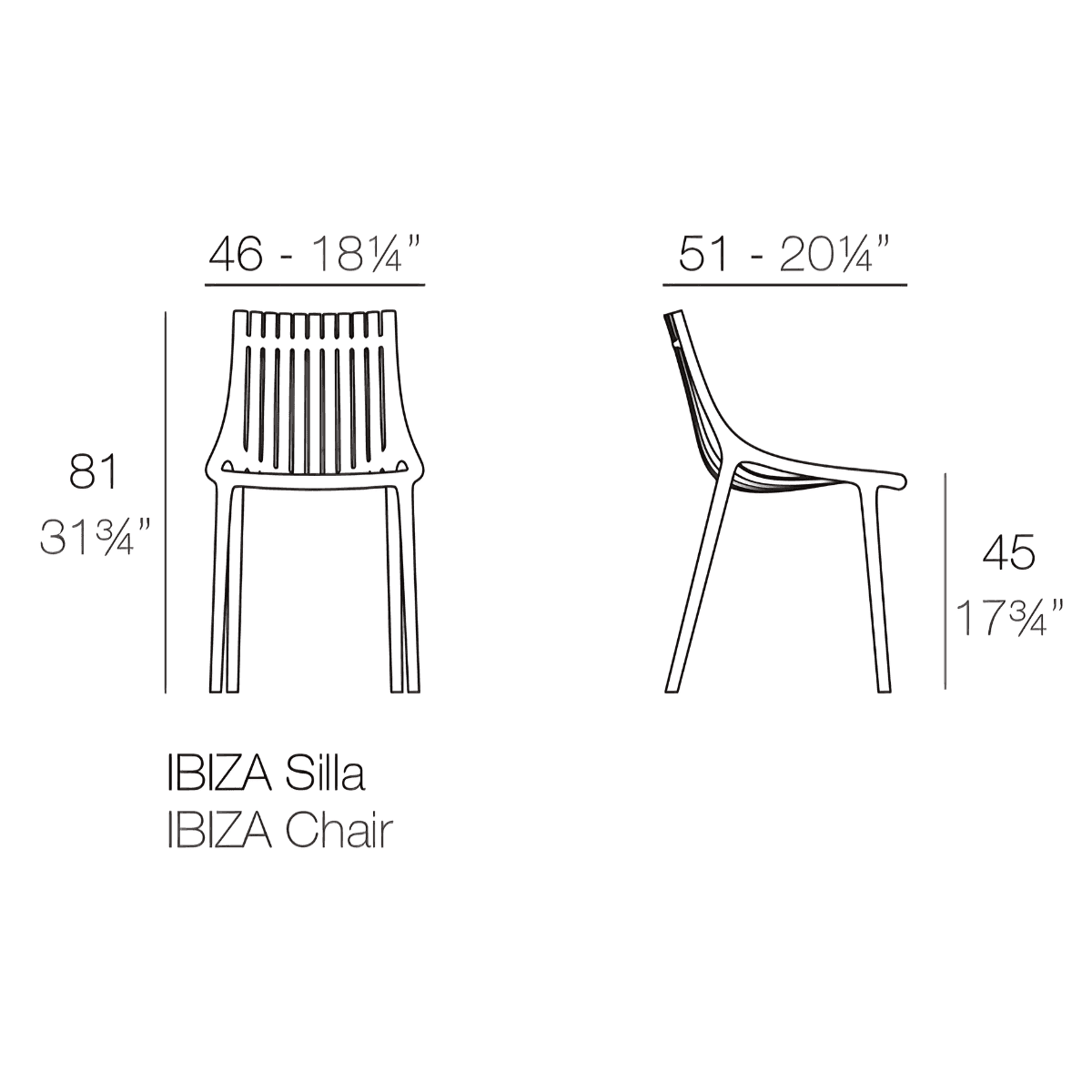 Vondom Ibiza Chair, Sedia Senza Braccioli Ispirata all&