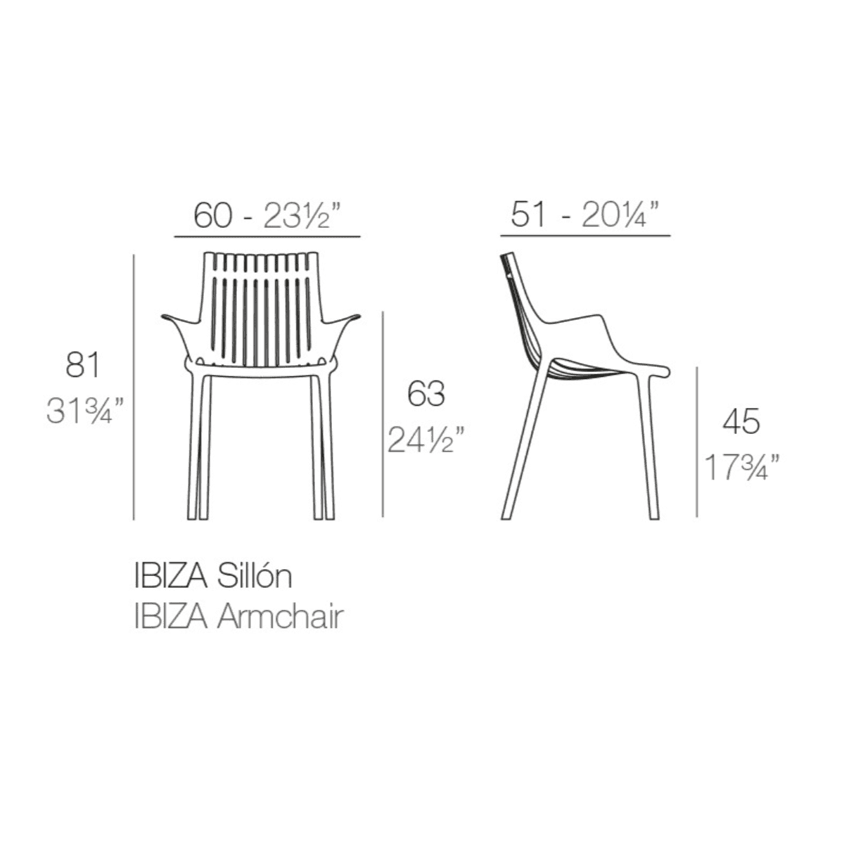 Vondom Ibiza Armchair, Sedia con Braccioli Ispirata all&