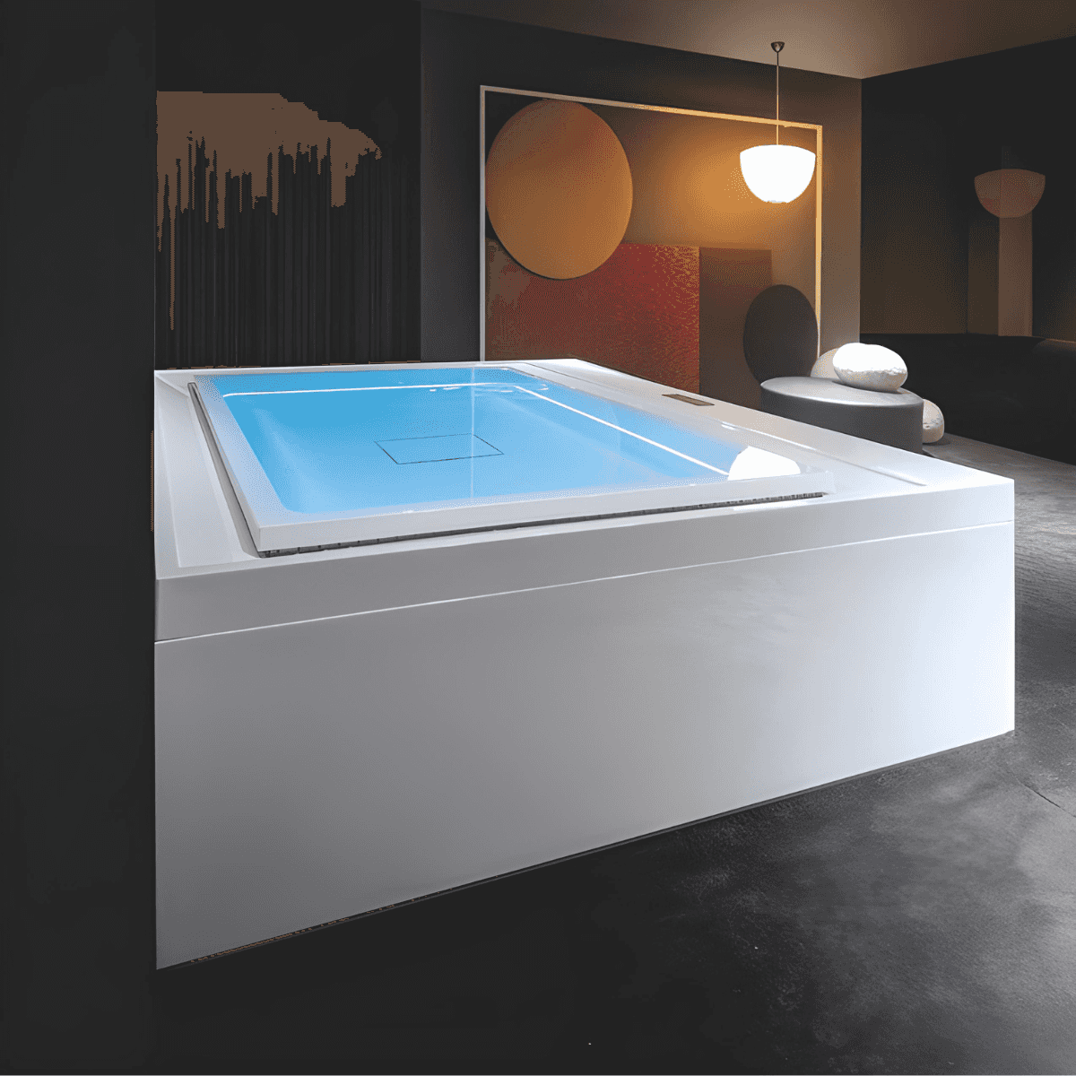 minipiscina con idromassaggio treesse fusion active 230 dentro la camera