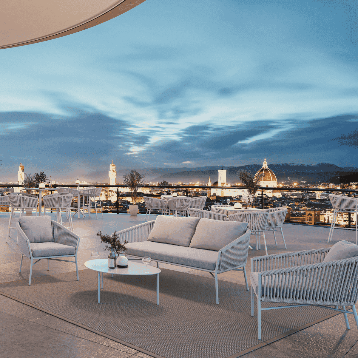 Solaris "Ermes", Set Salotto da Giardino in Alluminio, Corde e Cuscini