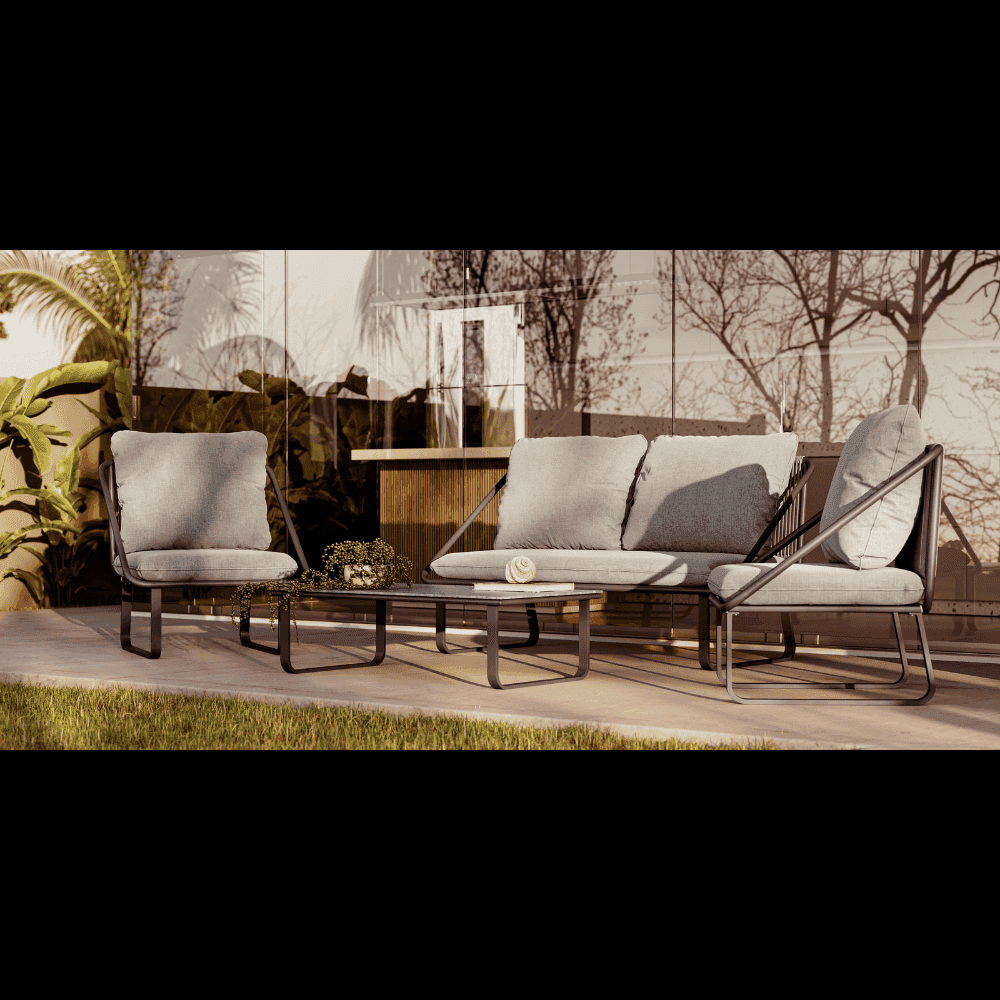 Solaris Collezione Ares, Divano da Giardino in Alluminio e Corde