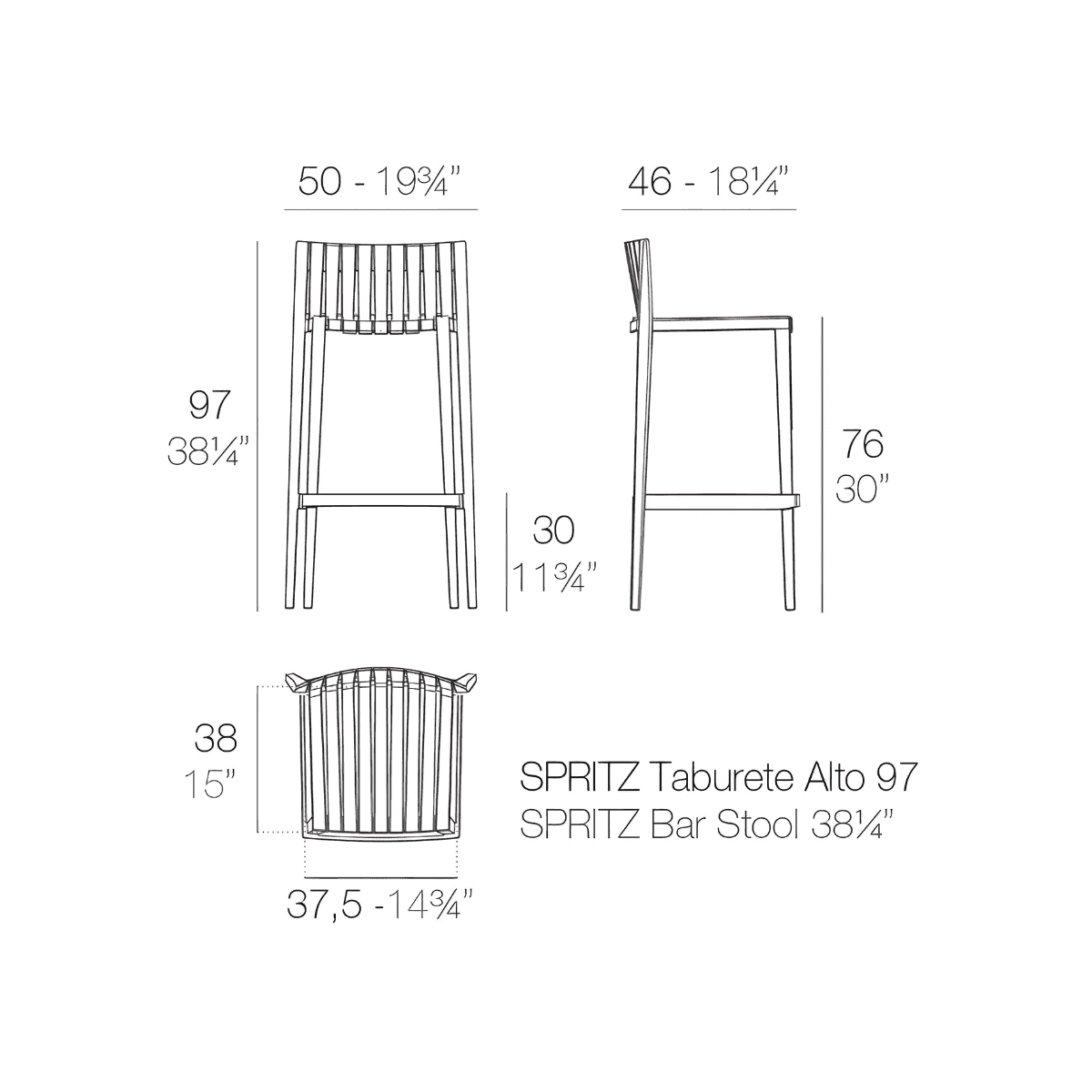 Vondom Spritz Stool - Sgabello Alto con Schienale Mostarda