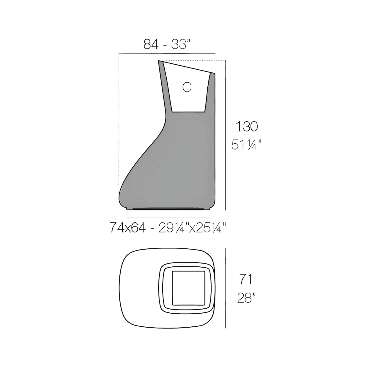 Vondom Noma Mellizas Low, Vaso Basso da Giardino, 1,30 Mt