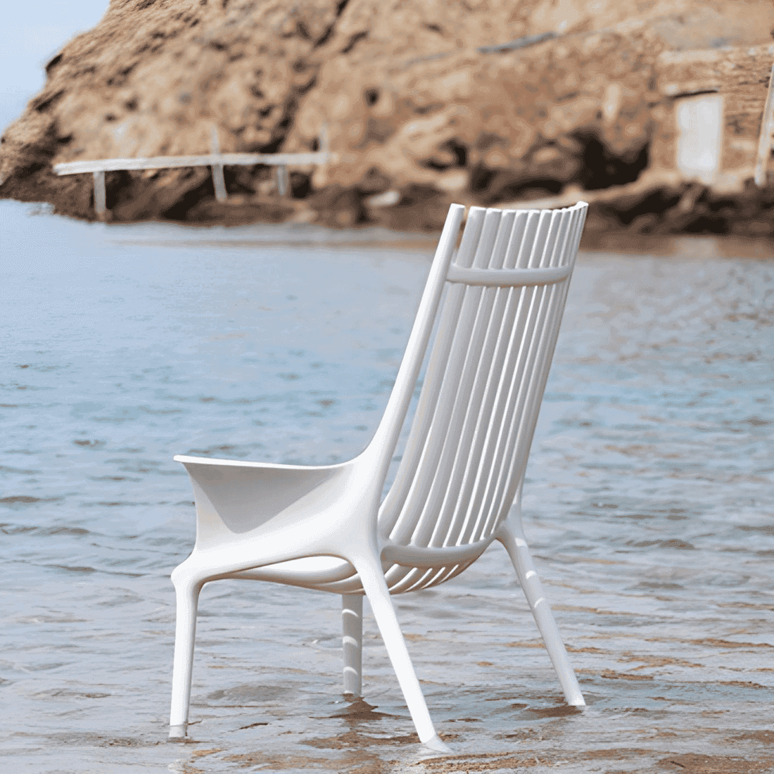 Vondom Ibiza Lounge Chair, Poltrona con Braccioli Ispirata all&