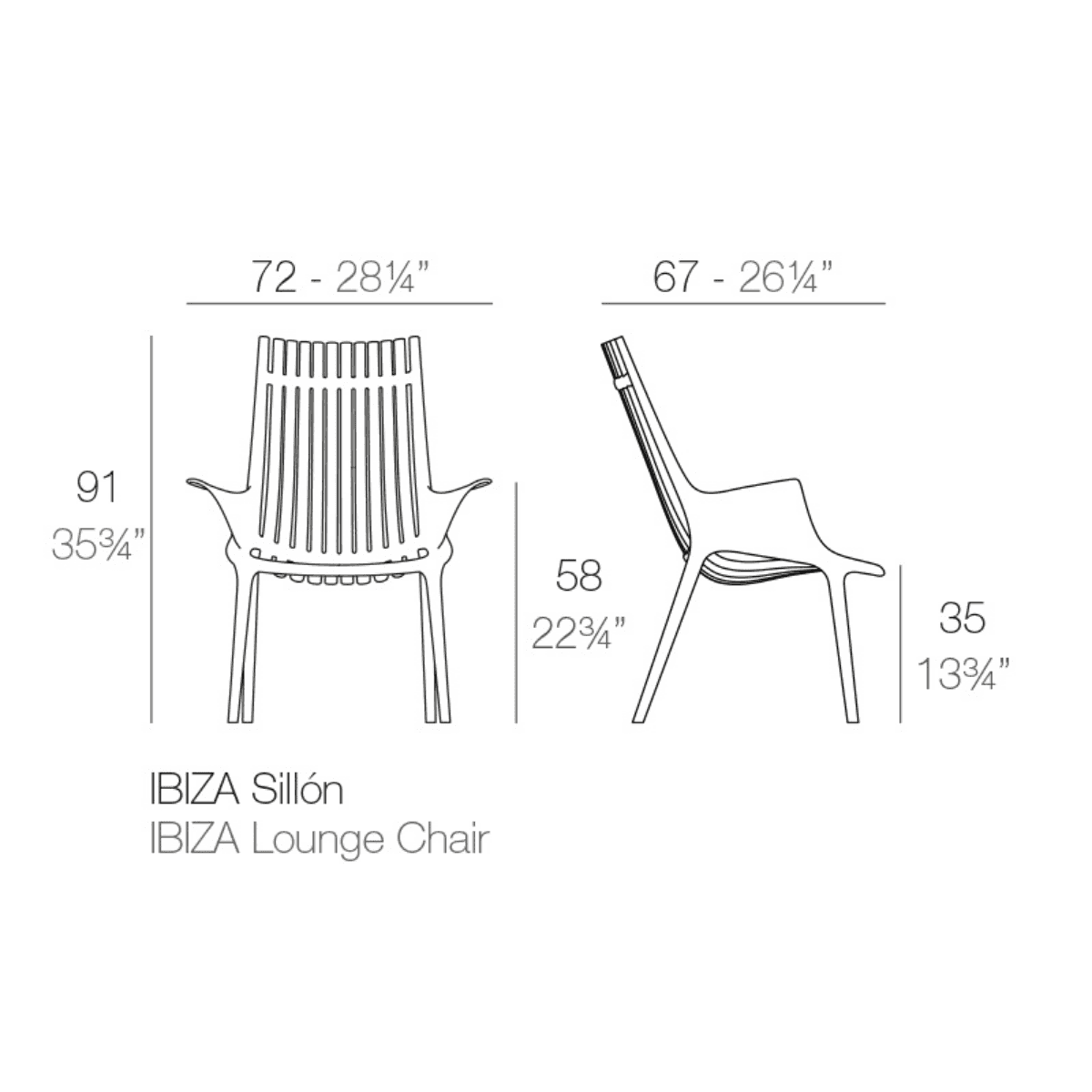 Vondom Ibiza Lounge Chair, Poltrona con Braccioli Ispirata all&