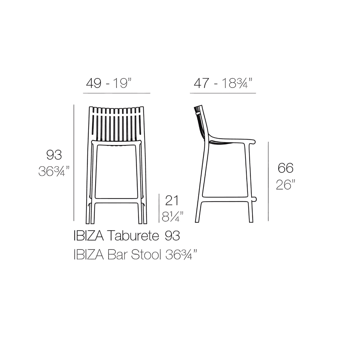 Vondom™ Ibiza Stool, Sgabello Ispirato all&