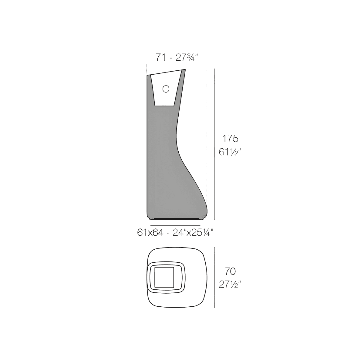 Vondom Noma Mellizas High, Vaso Alto da Giardino, 1,75 Mt