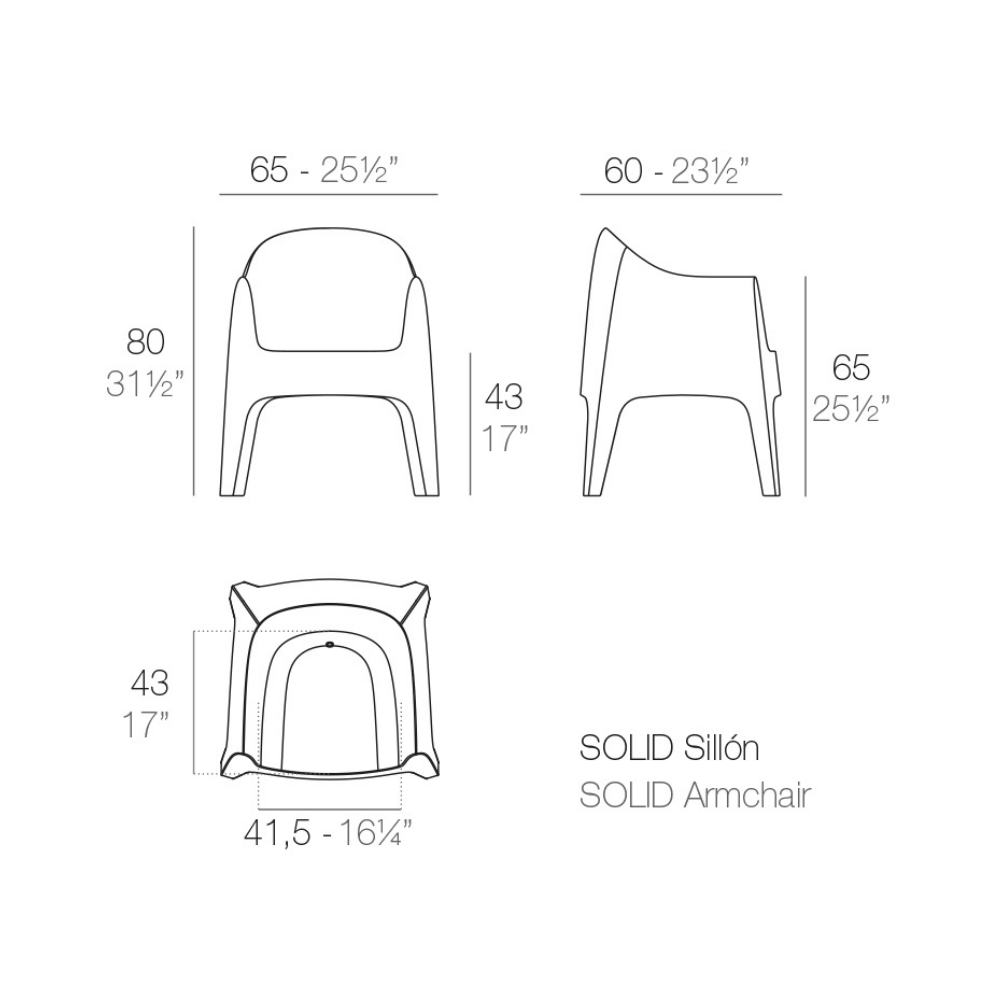 Vondom Solid Armchair, Poltroncina da Giardino Nera, Bianca e Beige di Stefano Giovannoni