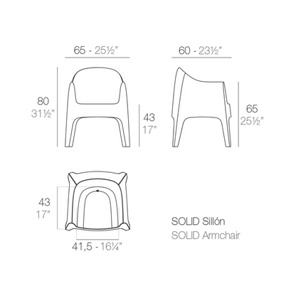 Vondom Solid Armchair, Poltroncina da Giardino Nera, Bianca e Beige di Stefano Giovannoni