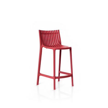 Vondom™ Ibiza Stool, Sgabello Rosso con Schienale per Esterni e Interni