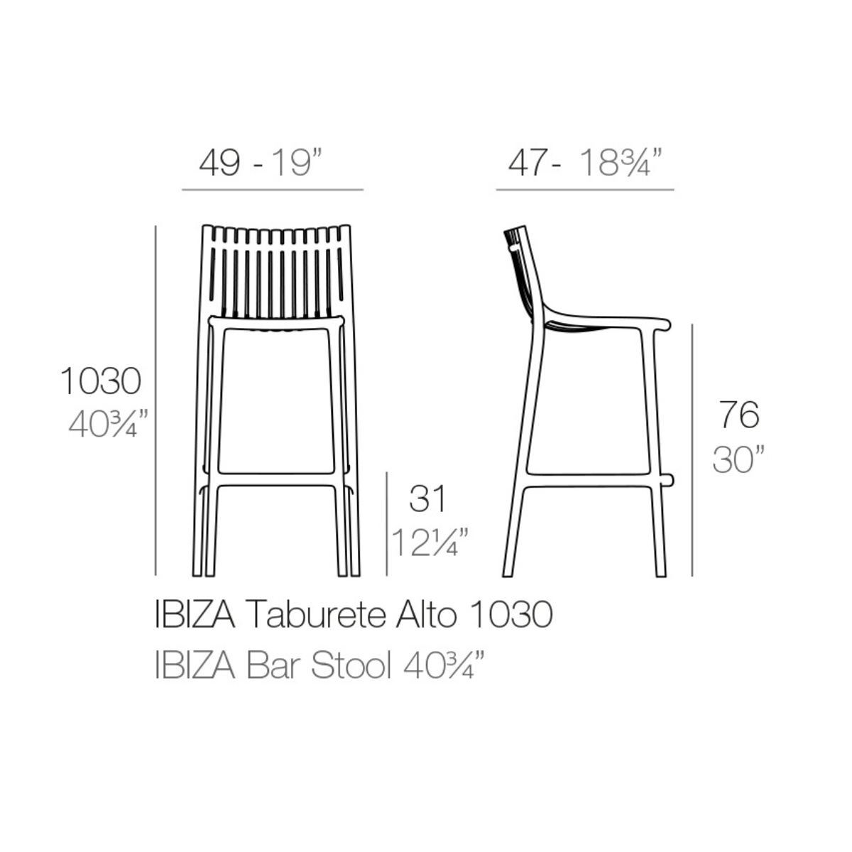 Vondom™ Ibiza Stool, Sgabello Rosso con Schienale per Esterni e Interni