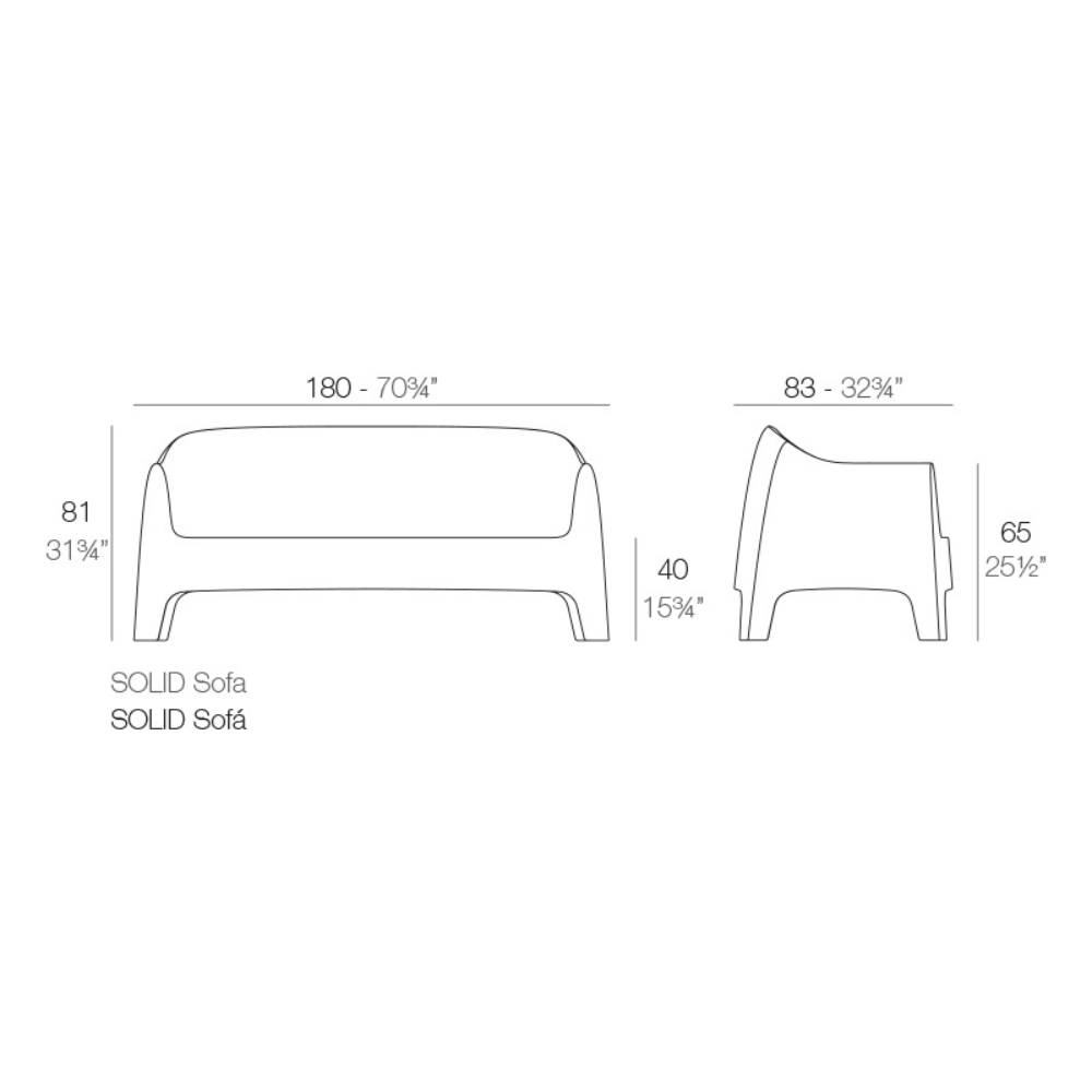 Vondom Solid Sofa - Divano da Giardino Impilabile | Design di Stefano Giovannoni