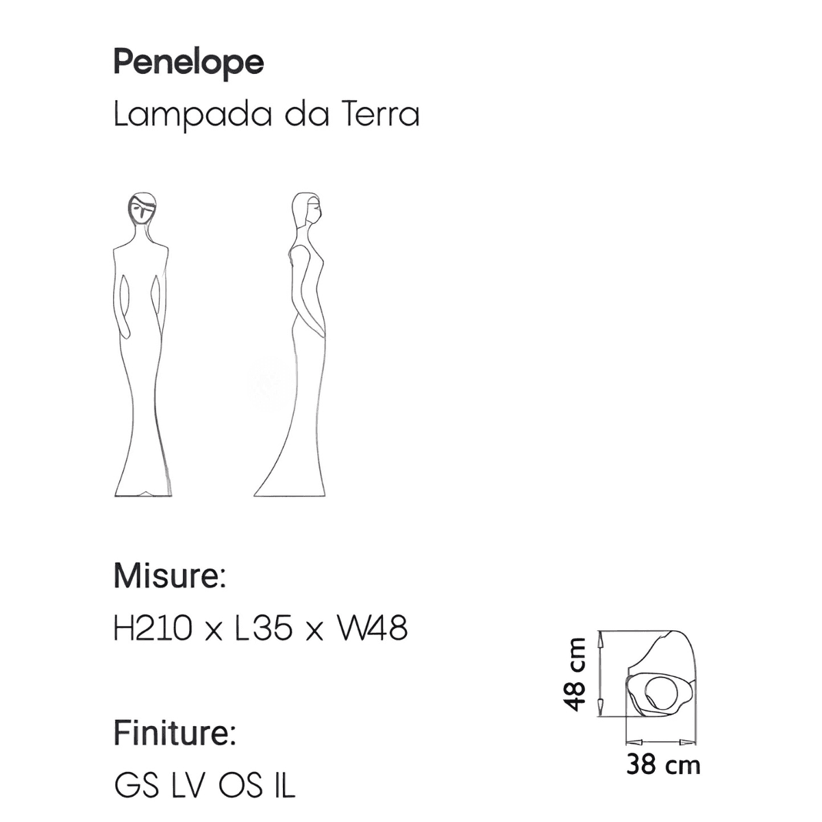 Myyour Penelope, Lampada da Terra Ispirata alla Dea Penelope, 210 Cm