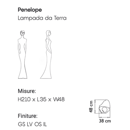 Myyour Penelope, Lampada da Terra Ispirata alla Dea Penelope, 210 Cm