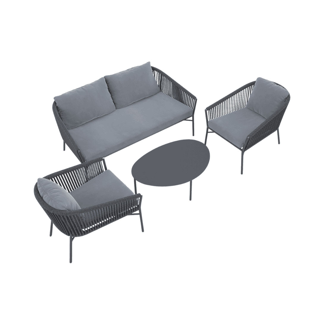 Solaris "Ermes", Set Salotto da Giardino in Alluminio, Corde e Cuscini